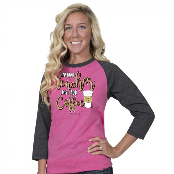 Simply Southern Faithful Baseball Raglan Shirt - Instant Teacher Just Add Coffee