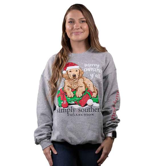 Simply Southern Christmas Sweatshirt Yall With Dog & Presents