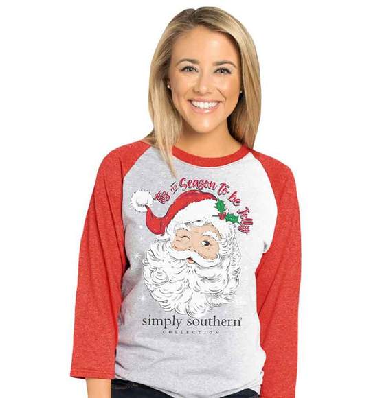 Simply Southern Christmas Shirt Printed On Raglan Tee