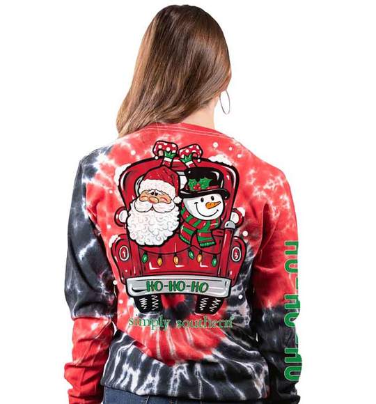 Simply Southern Christmas Long Sleeve Shirt – Santa & Snowman In Truck