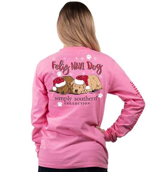 Simply Southern Christmas Shirt – Pink Long Sleeve – Sleeping Dogs