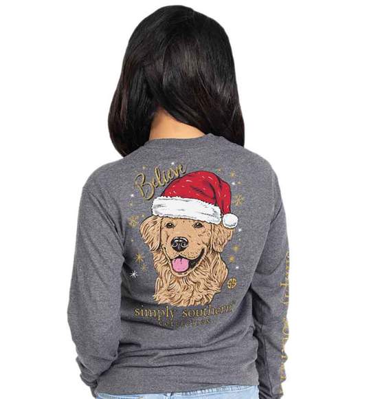 Simply Southern Christmas Dog Santa Long Sleeve Shirt
