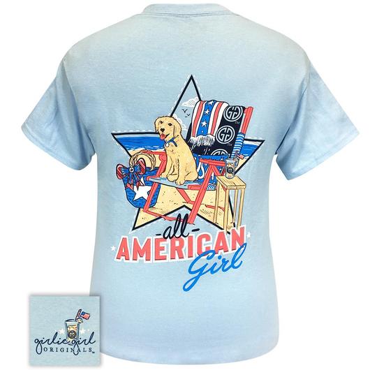 Girlie Girl Originals T-Shirt - All American Girl - Dog On Beach Chair