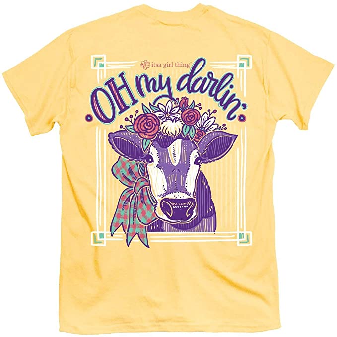 Itsa Girl Thing T-Shirt - Oh My Darlin - Cow - Yellow