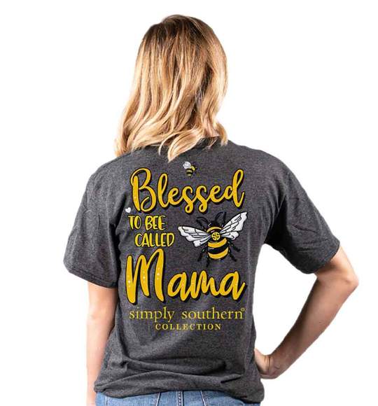 Simply Southern Women T-Shirt - Blessed To Be Called Mama - Dark Heather Grey