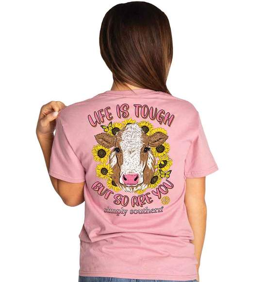 Simply Southern Women T-Shirt - Cow - Life Is Tough But So Are You