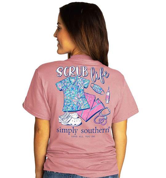 Simply Southern Women T-Shirt - Scrub Life Nurse - Crepe Purple