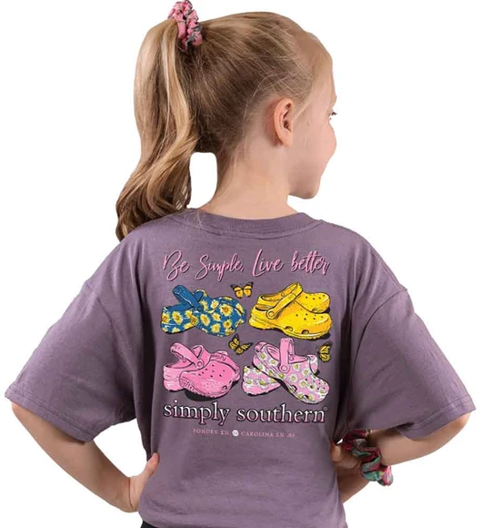 Simply Southern Youth T-Shirt - Be Simple Live Better - Shoes Clogs - Plum Purple