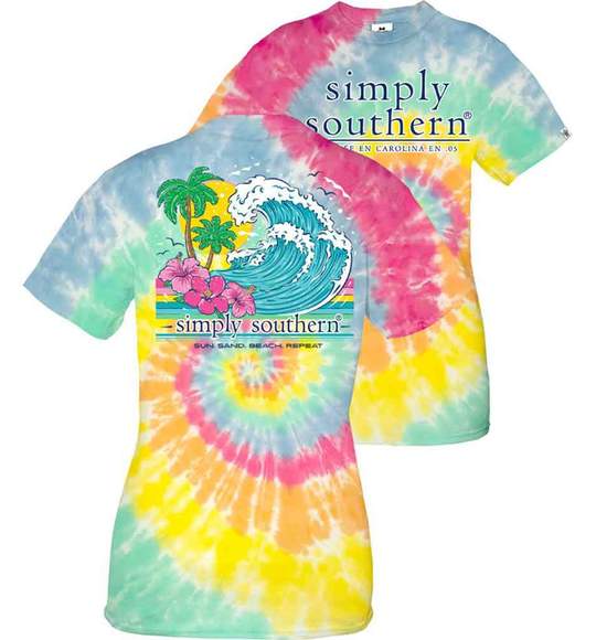 Simply Southern Youth T-Shirt - Beach Waves Repeat - Classic Tie Dye