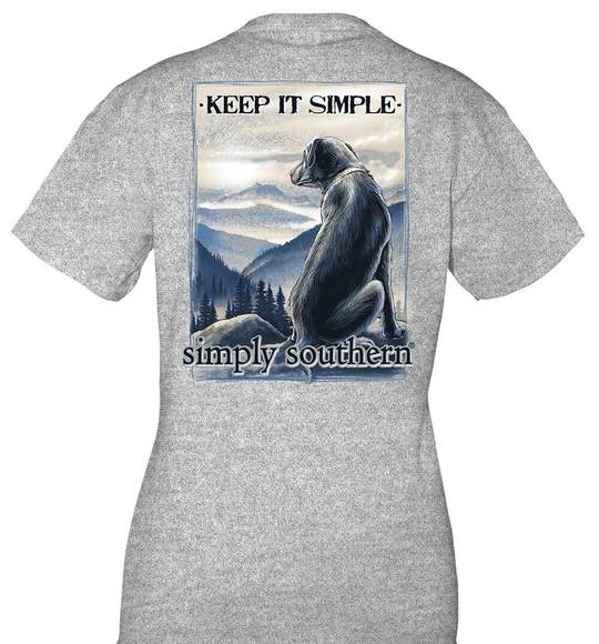 Simply Southern Youth T-Shirt - Keep It Simple - Dog In Mountains - Heather Gray