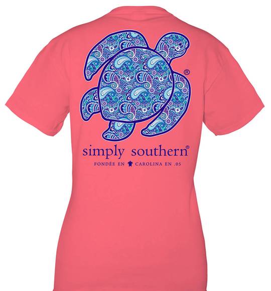 Simply Southern Youth T-Shirt - Paisley - Save The Turtles - Begonia