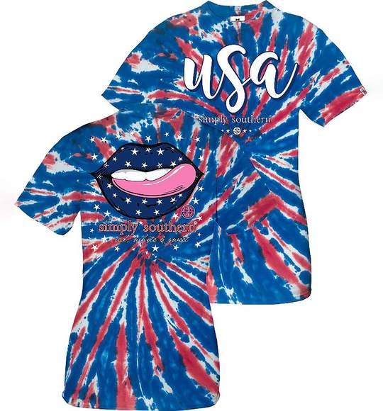 Simply Southern Youth T-Shirt - USA Pattern With Lips